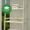 WTZ Bookshelf, Ladder Shelf, 5 Tier Bamboo Bookcase, Modern Open Book Case for Bedroom, Living Room, Office, BC-238 White