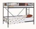 Twin size bunk bed with ladder, adjustable bottom, noiseless, black,77.2'' L x 40.7'' W x 59.4'' H