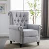 Pushback Linen Tufted Recliner Single Sofa with Nailheads Roll Arm for Living Room, Bedroom, Office, Gray