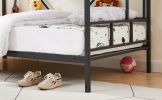 Twin size bunk bed with ladder, adjustable bottom, noiseless, black,77.2'' L x 40.7'' W x 59.4'' H