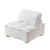 Lazy sofa ottoman with gold wooden legs teddy fabric (White)