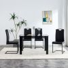 Dining chairs set of 2, Black PU Chair modern kitchen chair with metal leg