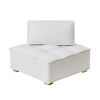 Lazy sofa ottoman with gold wooden legs teddy fabric (White)