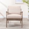 Wood Frame Armchair, Easy Assembly Mid Century Modern Accent Chair Lounge Chair for Living Room, Bedroom, Home Office,Tan Linen