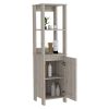 Linen Cabinet Jannes, Two Open Shelves, Single Door, Light Gray Finish