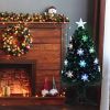 3ft Top With Stars, Plastic Base, PVC Material, 12 Light Colorful Discoloration With Snow Flakes, 85 Branches, Christmas Tree, Green