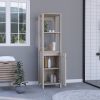 Linen Cabinet Jannes, Two Open Shelves, Single Door, Light Gray Finish