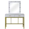 FCH Single Mirror With 2 Drawers And Light Bulbs, Steel Frame Dressing Table White