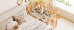 Crib with Drawers and 3 Height Options, Natural