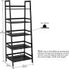 WTZ Bookshelf, Ladder Shelf, 5 Tier Bamboo Bookcase, Modern Open Book Case for Bedroom, Living Room, Office, BC-238 Black