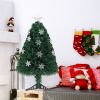 3ft Top With Stars, Plastic Base, PVC Material, 12 Light Colorful Discoloration With Snow Flakes, 85 Branches, Christmas Tree, Green