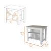 Kitchen Island Antibacterial Dozza, Three Shelves, Light Gray / White Finish