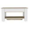 Storage Table Polgon, Extendable Table Shelf, Lower Shelf, Light Oak / White Finish