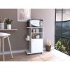 Kitchen Cart Kryot, Single Door Cabinet, Four Casters, White Finish