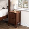 Mid Century Modern Wood 2-Drawer Nightstand Bedside Table for Bedroom, Living Room, Rich Walnut