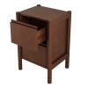 Mid Century Modern Wood 2-Drawer Nightstand Bedside Table for Bedroom, Living Room, Rich Walnut