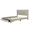 Queen Size Storage Bed Linen Upholstered Platform Bed with Two Drawers - Beige