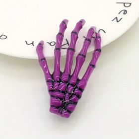 Halloween Skeleton Claw Hair Clip Gothic Punk Rock Barrettes Skull Hand Hair Accessories For Halloween Party Cosplay Wear (Color: Purple)