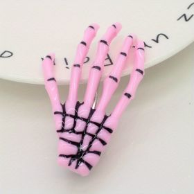 Halloween Skeleton Claw Hair Clip Gothic Punk Rock Barrettes Skull Hand Hair Accessories For Halloween Party Cosplay Wear (Color: Pink)