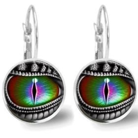 Y2K Vintage Dragon Eye Time Synthetic Gemstone Earrings Retro Creative Personality Temperament Alloy Material Exquisite Gift For Women Girls (Color: Silvery)