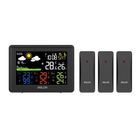 WIRELESS COLOR WEATHER STATION WITH 3 REMOTE SENSORS (Color: BLACK)