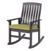 Delahey Outdoor Wood Rocking Chair, Green Cushion