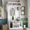 Hall Tree with 6 Hooks , Coat Hanger, Entryway Bench, Storage Bench, 3-in-1 Design, 39.4INCH, for Entrance, Hallway