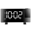 Projection Alarm Clock with Radio Function 7.7In Curved-Screen LED Digital Alarm Clock w/ Dual Alarms 4 Dimmer 12/24 Hour