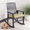 Delahey Outdoor Wood Rocking Chair, Green Cushion