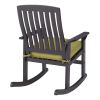 Delahey Outdoor Wood Rocking Chair, Green Cushion